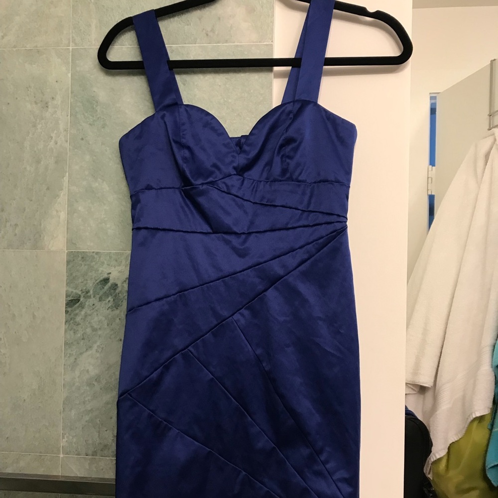Blue Satin Mini Dress